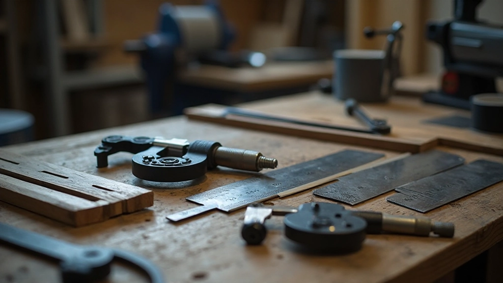 Verschillende precisiewerktuigen netjes gerangschikt op een werkbladoppervlak, klaar voor gebruik