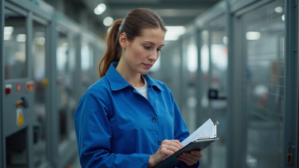 Professionele teamlid controleert werkstuk tegen gedetailleerde checklist in schone werkruimte