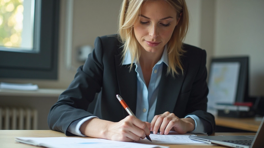 Gedetailleerde handgeschreven checklist met afvinkingen in kantoor setting