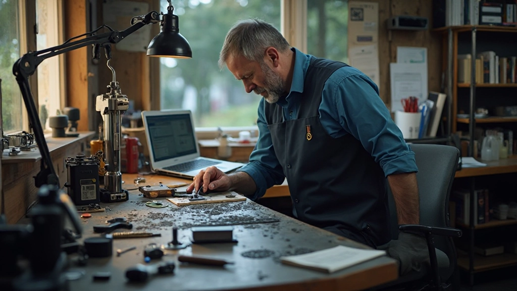 Professionele werkplaats met natuurlijk licht en ergonomisch ingerichte werkstations voor precisiewerk